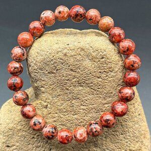 Red Kiwi Jasper Stretch Bracelet | Handmade